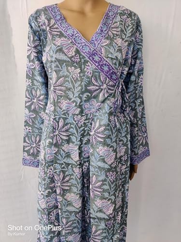 Cotton Japanese Night Women's Dress Block Print Kimono Robe Ethnic Long Bridesmaid3