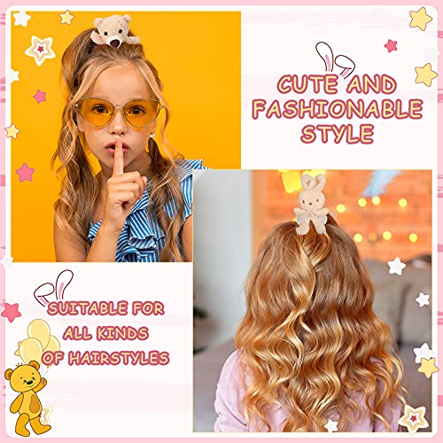 6 Pieces Cute Bear Hair Tie Bunny Plush Hair Scrunchies Sets, Plush Bear Hair Rope Rabbit Hair Ties Fluffy Hair Scrunchies Cute Animal Scrunchies For Women Girls Hair Styling Tools #TOP3
