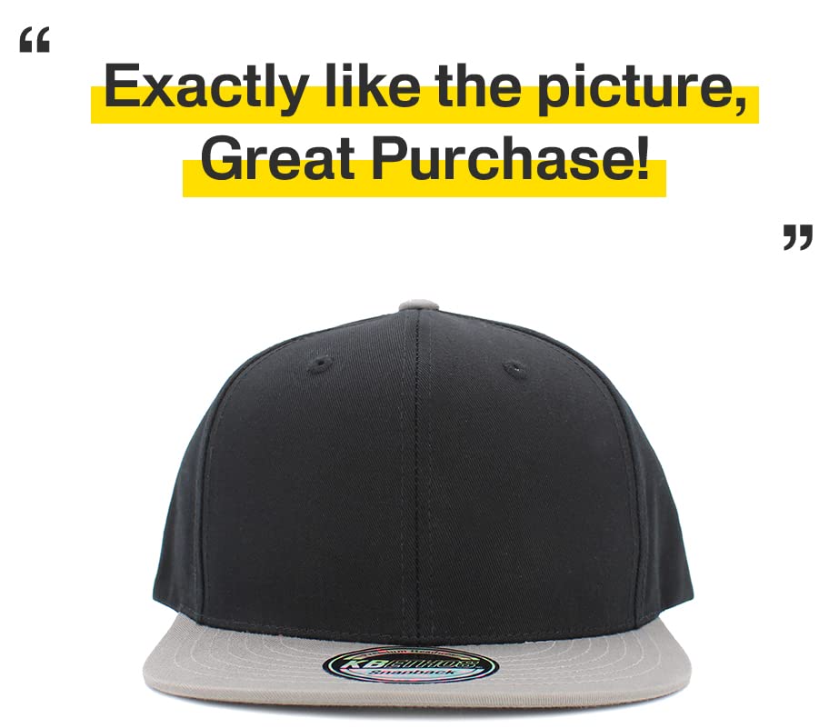 Image of KBETHOS Classic Snapback Hat Blank Cap Underbrim Cotton Wool Blend Flat Visor Adjustable Unisex