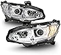 ACANII - For 2016-2021 Honda Civic Halogen Chrome LED DRL Sequential Signal Projector Headlights Headlamps Pair Assembly