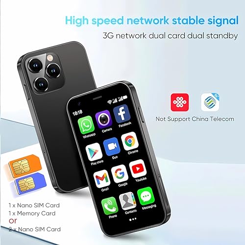 Broisae XS15 Mini Smartphone 3G Small Cellphone Unlocked Phone Mini Phone Android Phone 3.0 Touch Screen Mobile Phone Android 8.1 Dual Sim Xs15 2Gb Ram 16Gb Rom Cell Phones thumb #2