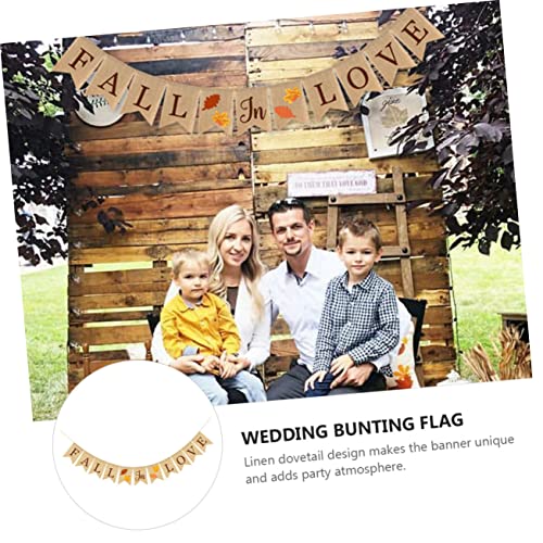 Abaodam 2 pcs Decoration Delicate Thanksgiving for Linen Love Hanging with Decor Leaf Garland Banner Bridal Engagement Happy Wedding Bunting Fireplace Home Rustic Autumn Burlap - Image 4