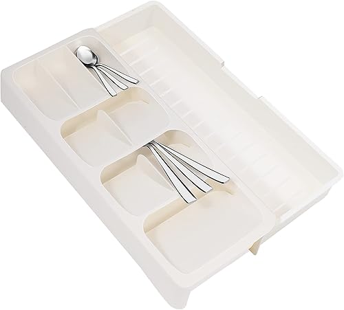 Faridabio Bandeja organizadora de cajones de cocina bandeja de almacenamiento expandible para cajones de cocina cuberterías cucharas tenedores