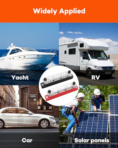 Gorffy 2 Stück Sammelschienen Verteilerblock 12V, 150A DC Sammelschiene mit Abdeckung, 6 x M4 & 4 x M6 Klemmenbolzen Busbar Distribution Block, Stromverteiler 12V für Auto, Boot