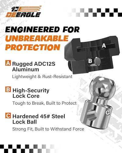Image of DEEAGLE Trailer Locks Ball Hitch Fits 2-5 /16 inch Couplers | Heavy Duty Trailer Hitch Locks, Anti-Theft Ball Hitch Lock for RV Travel Trailer, Black