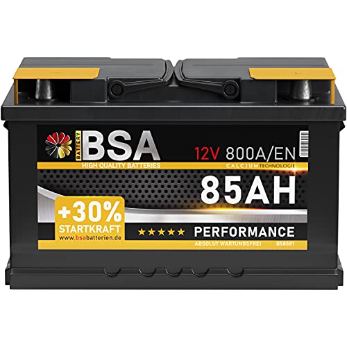 BSA Autobatterie 85Ah 12V Batterie 800A/EN +30{eb221578c7a9be49ecc4e0481434168c0f8c0d8359ef4e97e5eed1a1570cb5ef} Startleistung ersetzt 74Ah 75Ah 77Ah 80Ah 82Ah 83Ah