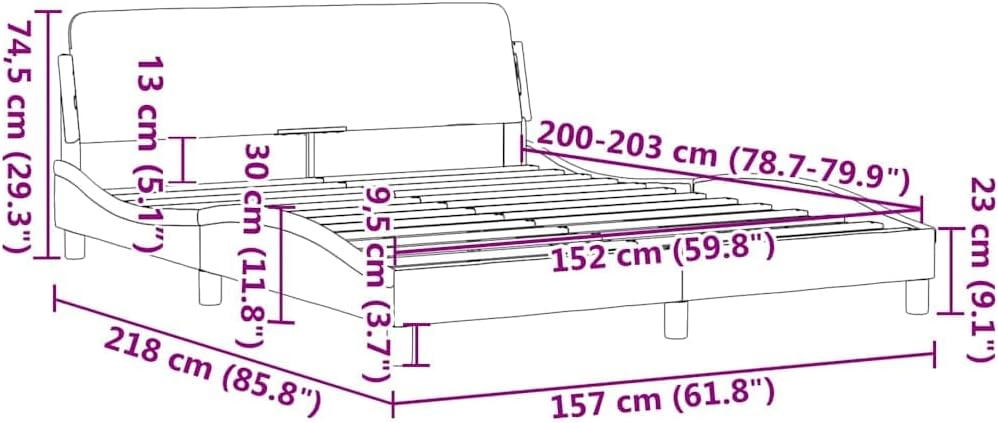 Queen Bed Frame White Faux Leather with Solid Pine Wood and Metal Platform Foundation, Sturdy Slatted Mattress Support for Modern Bedroom
