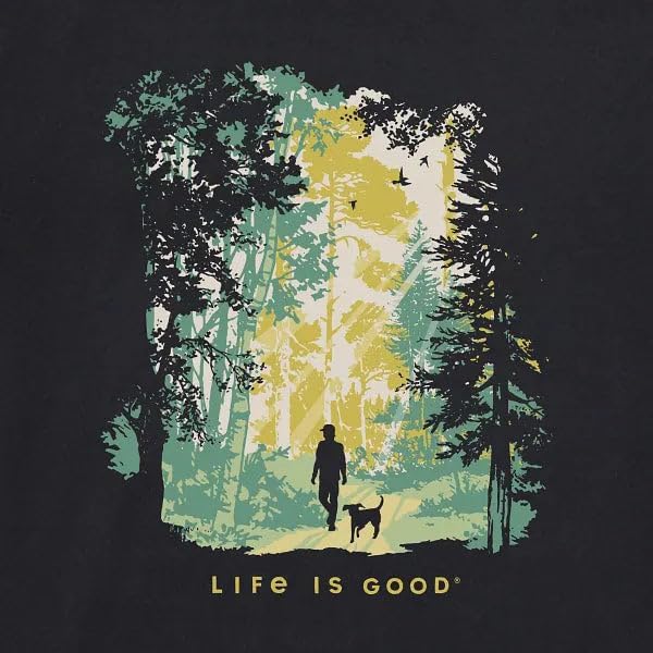 Life is Good Men's Walk in The Wood Long Sleeve Crusher Tee, Faded Black