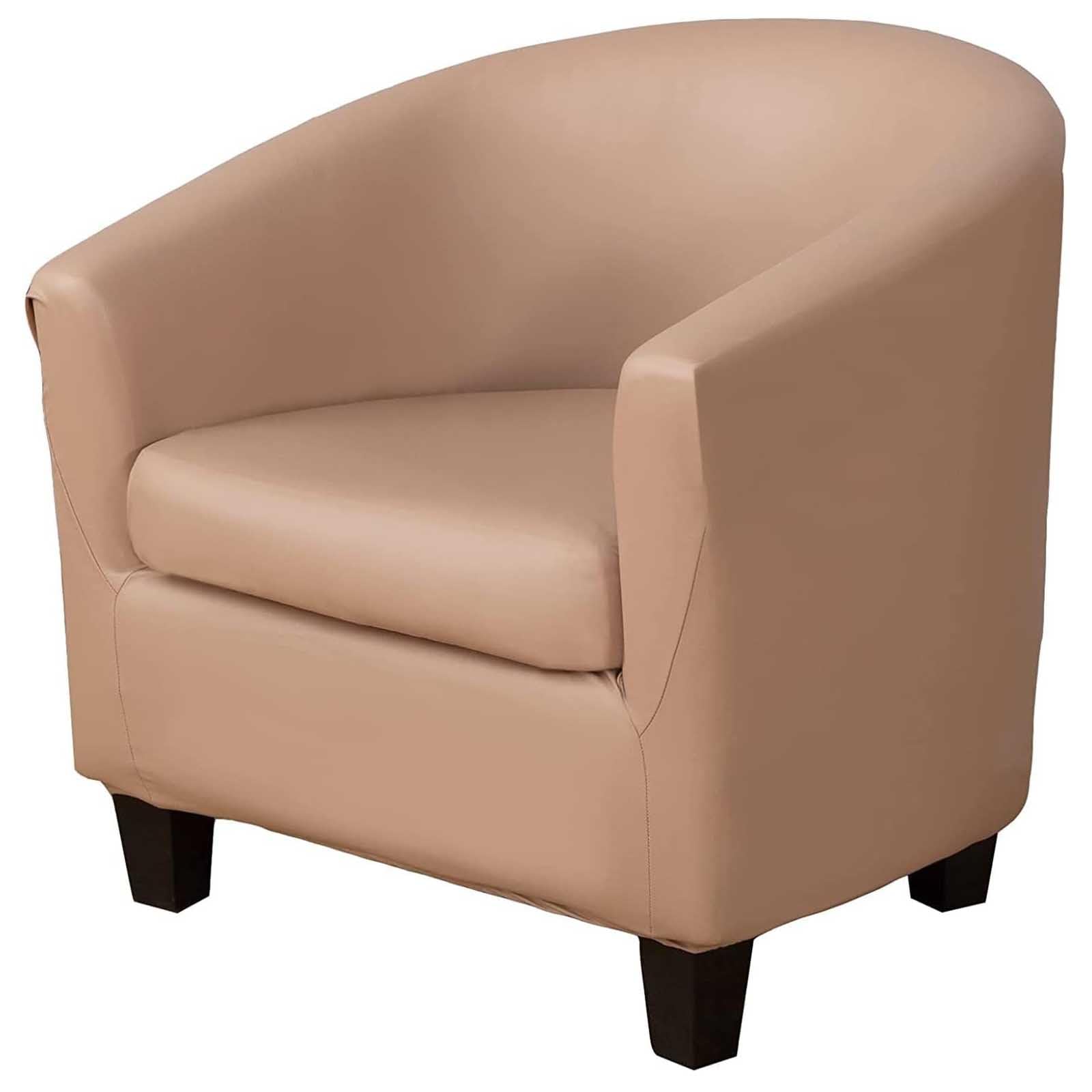 Leomix Waterproof Tub Chair Covers with Cushion Cover, PU Stretch Club Chair Slipcover Furniture Protector, for Bar Counter Living Room,L