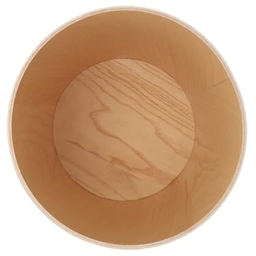 Miniatura 10 de Basurero de madera de 2.3 galones para el hogar u oficina, papelera redonda de madera natural de estilo japonés, ligero, resistente para debajo del
