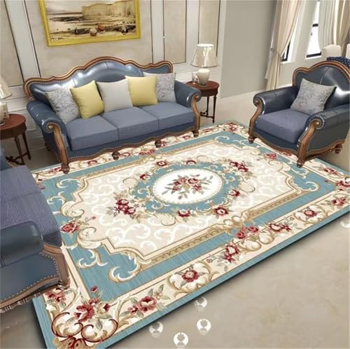 Tapis chambre enfant bleu lavable en machine pour éliminer facilement les taches au quotidien