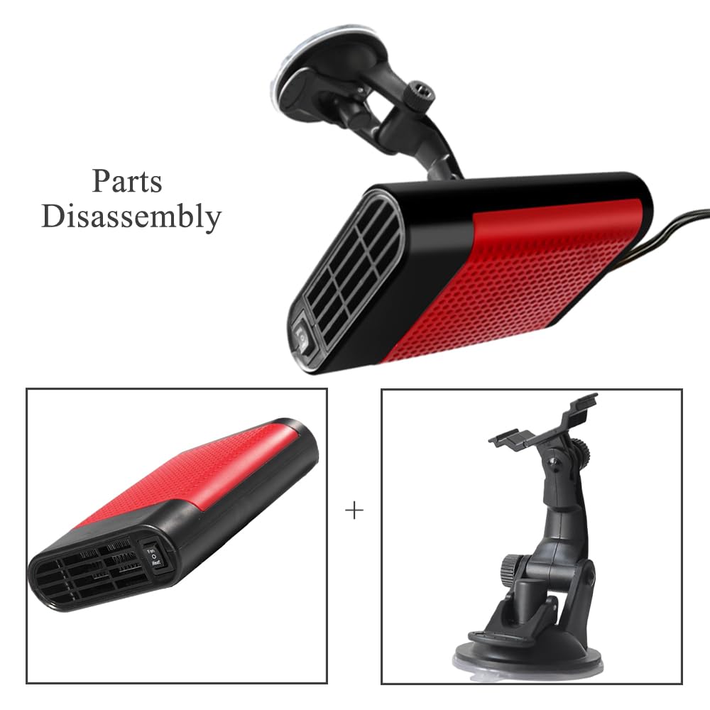 Riscaldatore per auto Riloer per camper, 12 V, 120 W, portatile, per auto, riscaldamento e raffreddamento rapidi invernali compatibile con la maggior parte dei veicoli, con supporto a ventosa.