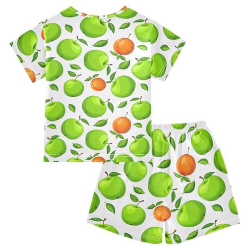 Apricot Leaves White Pajama Set Short Sleeve Summer Pajamas Shorts Sets PJ Clothes Set Soft 5Y2