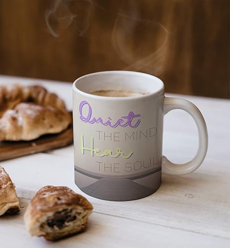 Vista 13 de TJ Originals Buddha Quotes Quiet the Mind and the Soul Shall Speak Regalos para ella – Taza de cerámica de 11 oz – Regalos de paz