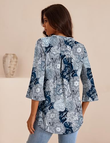 FOLUNSI Women's Plus Size 3/4 Sleeve Tunic Tops V Neck Blouses Dressy Casual L-4XL4