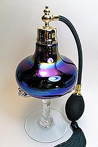 Art Hand Made Crystal Glass Perfume Cologne Refillable Empty Bottle with Dark Green Bulb Atomizer Sprayer