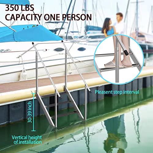Unkle Metal Dock Ladder Aluminum 4 Steps Pontoon Boat Ladder 350 Lbs Load Wider Pedals Hand Railings Anti-Slip Rubber Mat Removable Deck Flip Up Dock Swim Ladder Lake Marine Boarding Steps Pool Yacht #TOP5