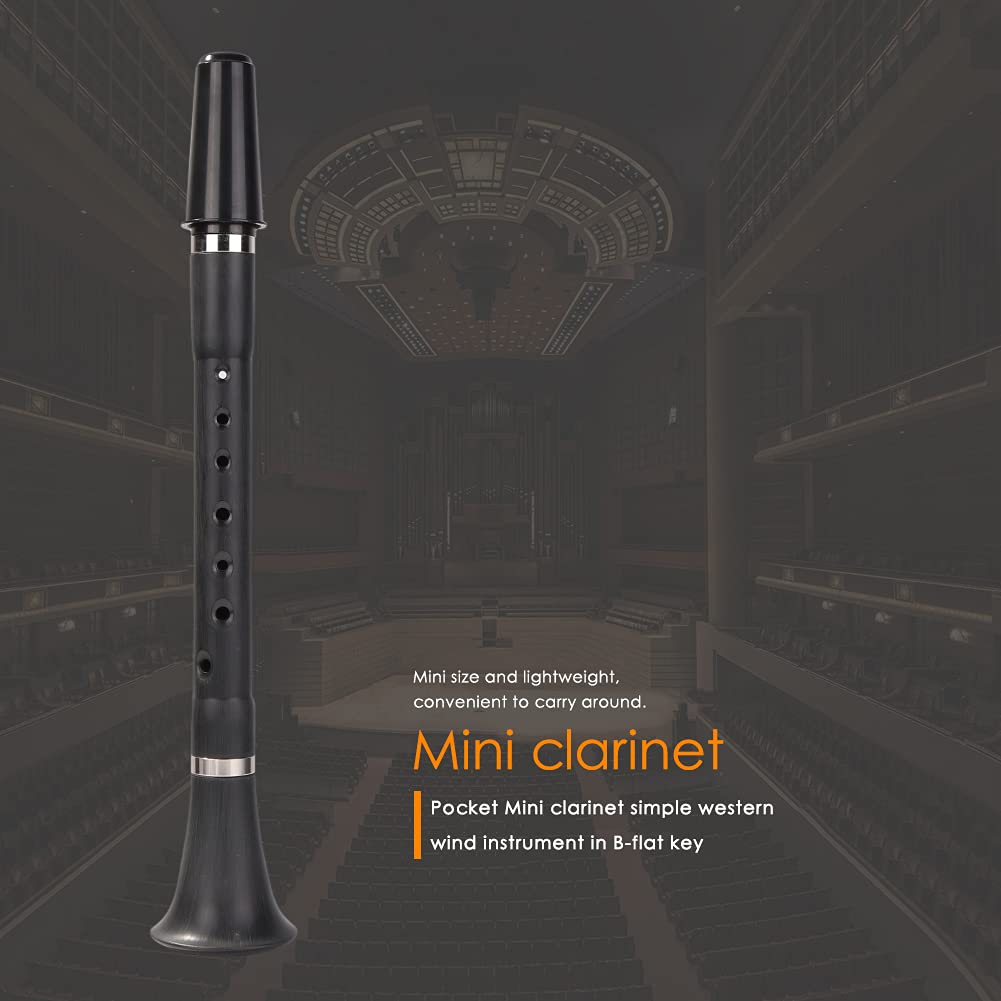 Clarinete, Mini Pocket BB B Flat Clarinete Madera Viento Instrumento para la Práctica Principiante