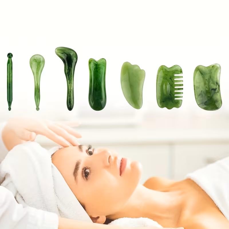 7 ferramentas de massagem Gua Sha para raspagem, conjunto de ferramentas de resina GuaSha