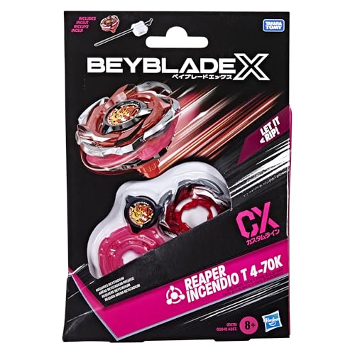 Image of Bey Blade X Reaper Incendio T 4-70K CX Starter Pack Set, Balance Type Top and Launcher; Authentic Takara Tomy Battle Tops Games, Toys for Boys and Girls 8+