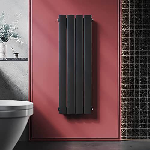 ELEGANT Radiateur design - 900 x 311 mm - Anthracite - Radiateur plat vertical - Petit radiateur de salle de bain à une couche - Avec raccord central - Anthracite