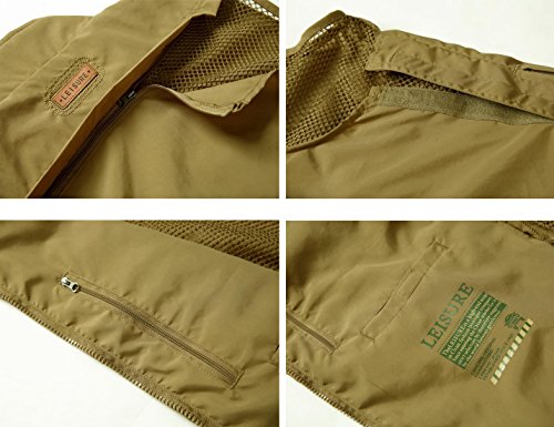Image of Flygo Men's Casual Lightweight Outdoor Fishing Work Safari Travel Photo Cargo Vest Jacket Multi Pockets