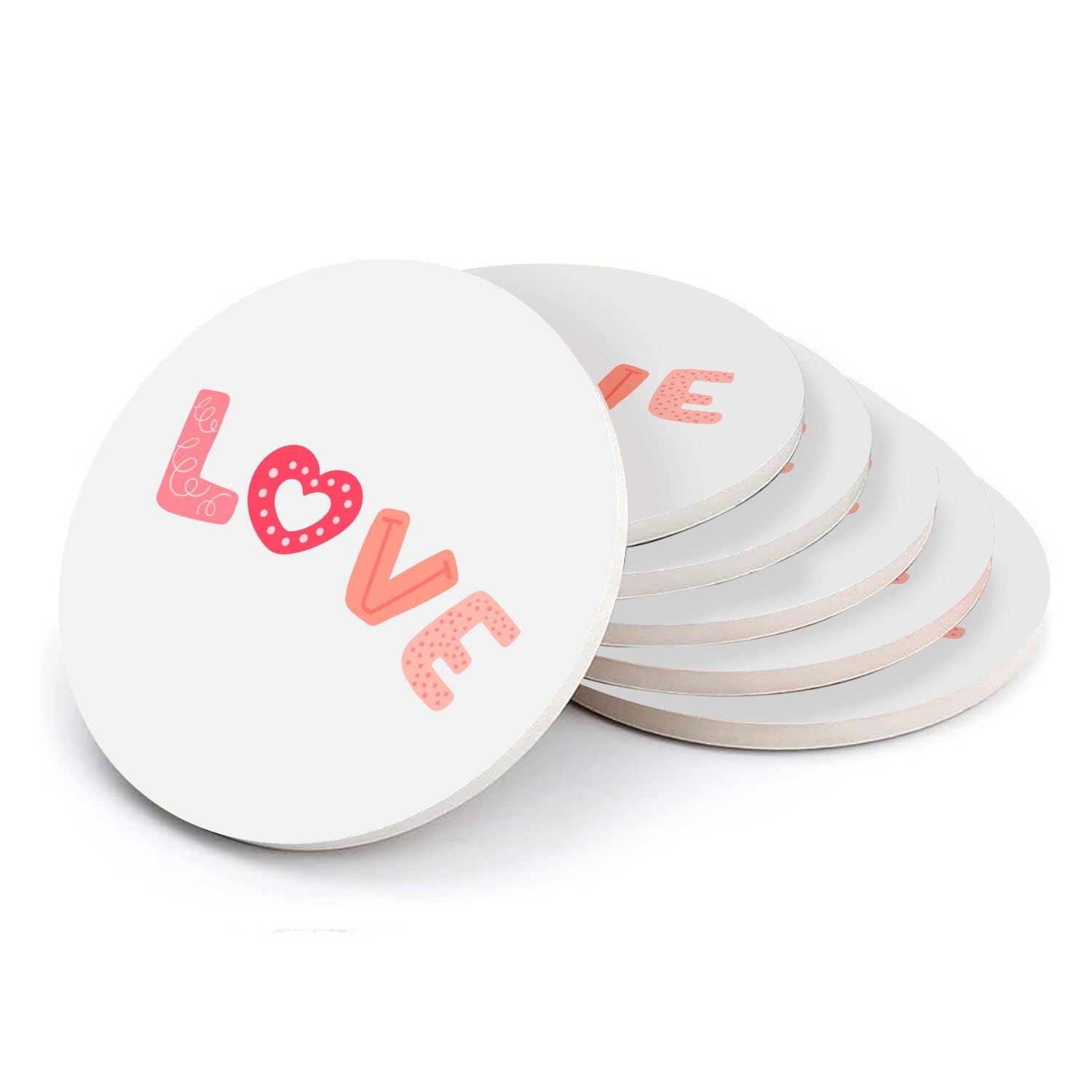 Sous-verre rond en céramique Love mignon | Coffret cadeau idéal pour crémaillère et anniversaire