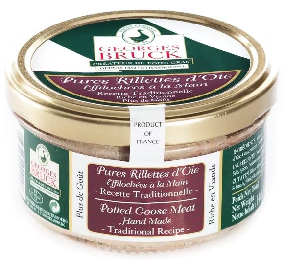 GEORGES BRUCK - FOIE GRAS de STRASBOURG, ALSACE - Pure Goose Rillettes - 2 x 4.93oz / 140gr Glass Jars