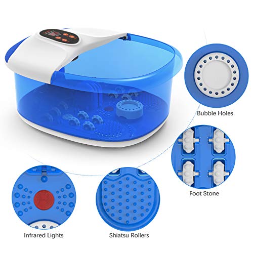 Carevas Foot Spa Massager, Heated Foot Bath with 14 Massaging Rollers, O2 Bubbles, Adjustable Temperature, Medicine Box for Tired Feet Stress Relief - Thumbnail 7