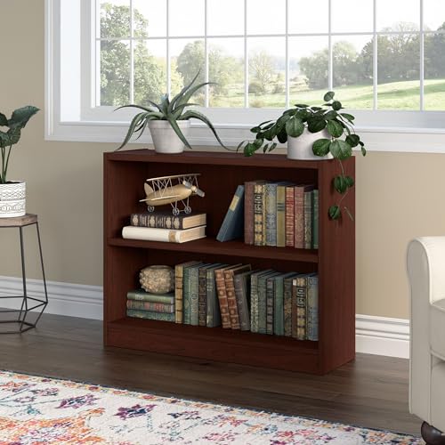 Bush Home Small 2 Shelf Bookcase, 2 Tier Bookshelf Storage Cabinet with Adjustable Shelf for Living Room, Bedroom or Home Office, Universal Collection, Vogue Cherry by Bush Home - Image 2