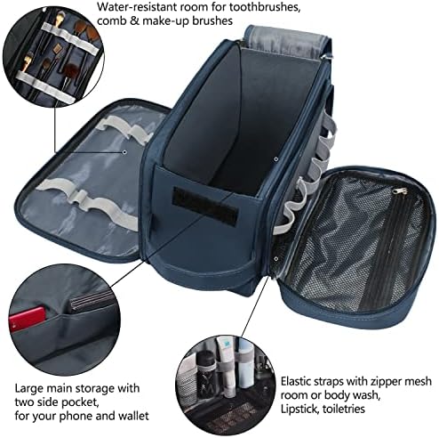 Extra Large Toiletry Bag for Men and Women, Buruis PU Leather Travel Toiletry Organizer, Dopp Kit Water-resistant Shaving Bag for Toiletries Accessories Toiletries Organizer Cosmetic Bags (Blue, XL) 2 Extra Large Toiletry Bag for Men and Women, Buruis PU Leather Travel Toiletry Organizer, Dopp Kit Water-resistant Shaving Bag for Toiletries Accessories Toiletries Organizer Cosmetic Bags (Blue, XL)
