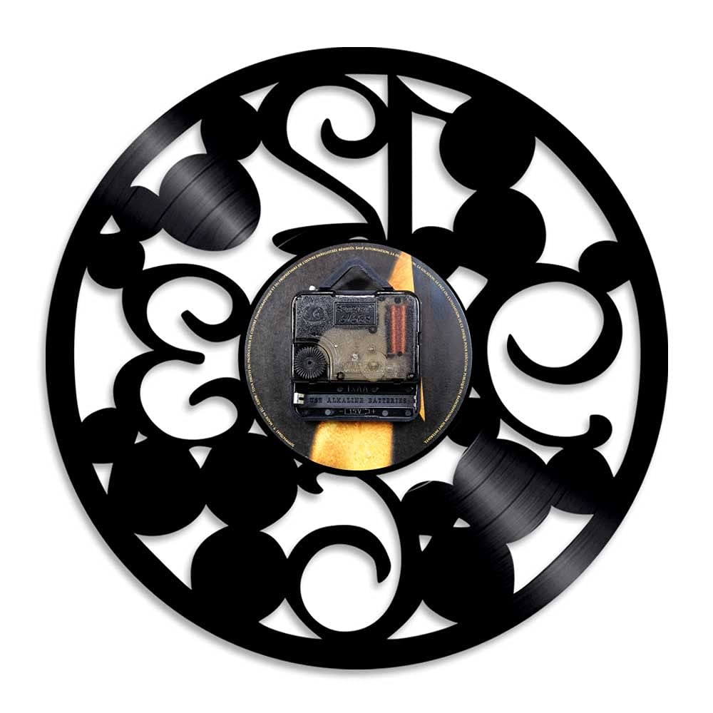 Reloj de pared de números grandes Reloj de pared de cocina contemporáneo hecho de disco de vinilo real Números grandes Reloj abstracto simple Dia 30 cm 7 colores Relojes de arte de registro de pared