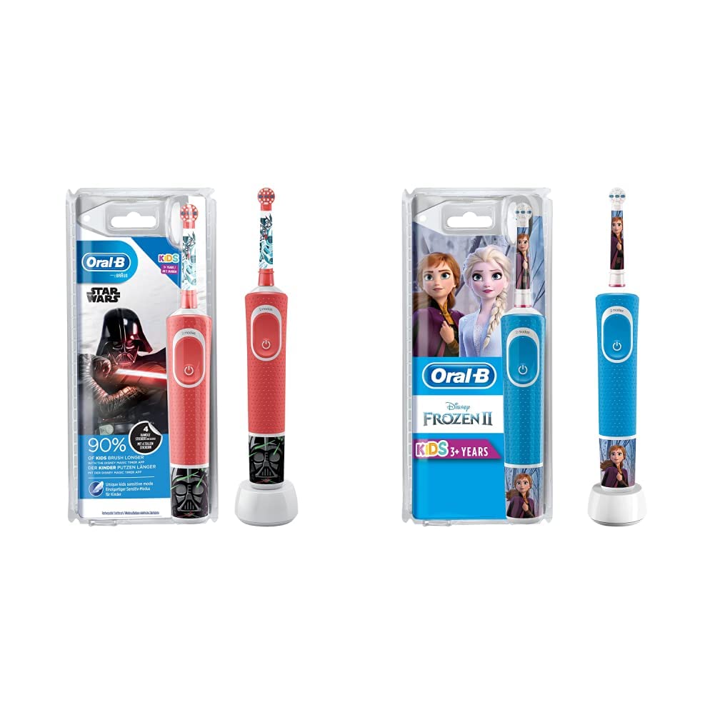 Oral-B Kids Electric Rechargeable Toothbrush Featuring Star Wars Characters & Kids Electric Rechargeable Toothbrush Featuring Frozen Characters - Blue, Pink (B084XJCVQG) Amazon Price History, Amazon Price Tracker