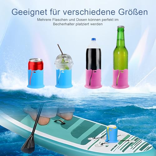 2 Stück Paddle Board Getränkehalter，Stand Up Paddle Zubehö, Kajaks Sup Zubehör, Wasserflaschenhalter für SUP Paddle Board, Kajak, Meisten Getränk & Bechergrößen