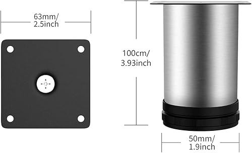 Miniatura 2 de Owfeel Patas de acero inoxidable para muebles, patas ajustables de metal para escritorio, mesa de oficina para el hogar, proyectos de bricolaje,