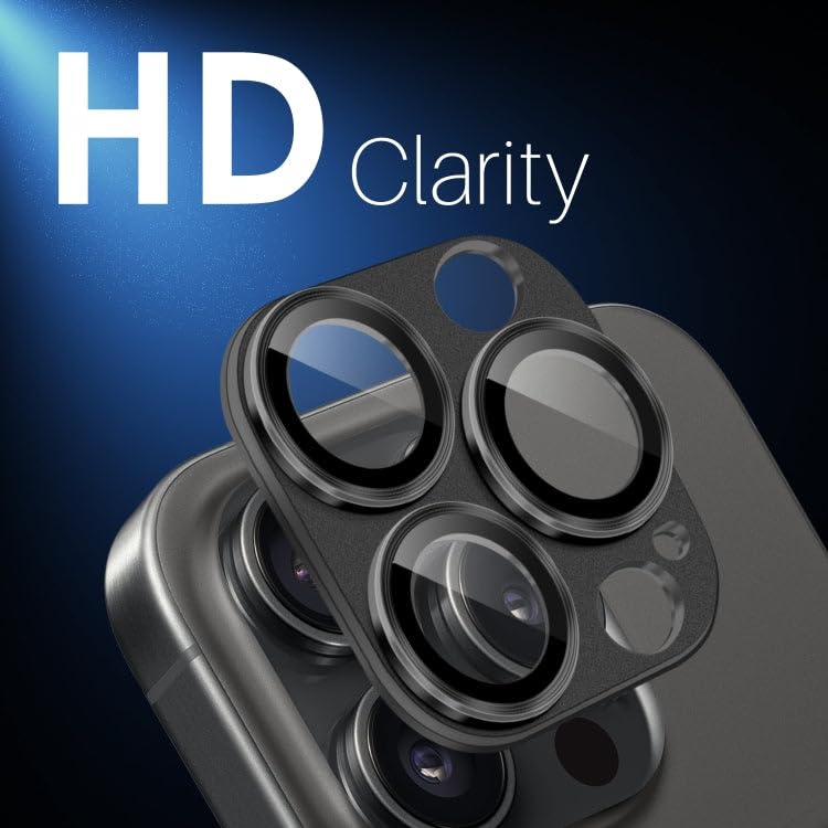 Image of Camera Lens Protector for iPhone 16 Pro /16 Pro Max | [Drop Protection] Tempered Glass | Metal Ring | Case Friendly | Scratch Resistant | Easy Installation (BLACK)