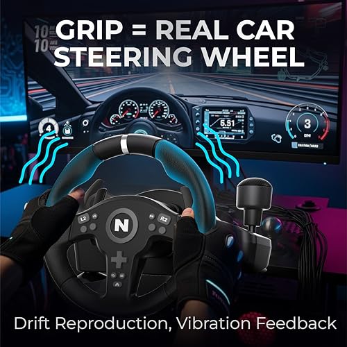 NITHO Drive Pro V200 Volante de Carreras con Pedales y Palanca de Cambios, Volante de Jeugos para PC, PS4, Xbox One, Xbox Series X/S y Windows con Vibración, Compatible con Juegos de Carreras