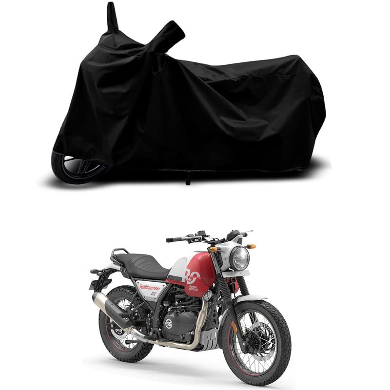 Image of 100% Scratchproof /UV-Rays /Heat Protection /Birds Dropping /Water Resistant /Dust Proof /Waterproof /Bike Scooty Two Wheeler Body Cover Compatible for Scram 411 Spirit BS6 All Varients[Black]