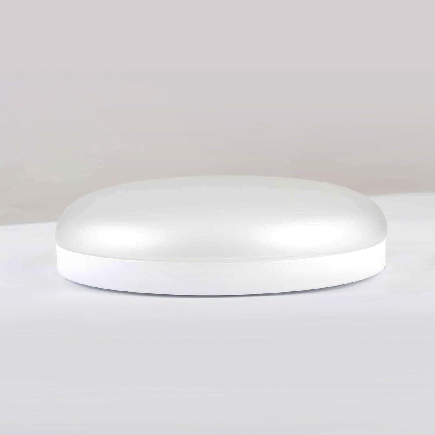 White Flush Mount Ceiling Lamp, Round LED Light Fixture for Bedroom & Living Room, Dimmable Frosted Double Layer Lampshade, Eye Protection Lighting, Close to Ceiling Light Fixtures, 11 Inch