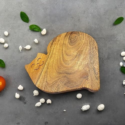 Tabla de cortar de madera con forma de gato divertida miniatura 3