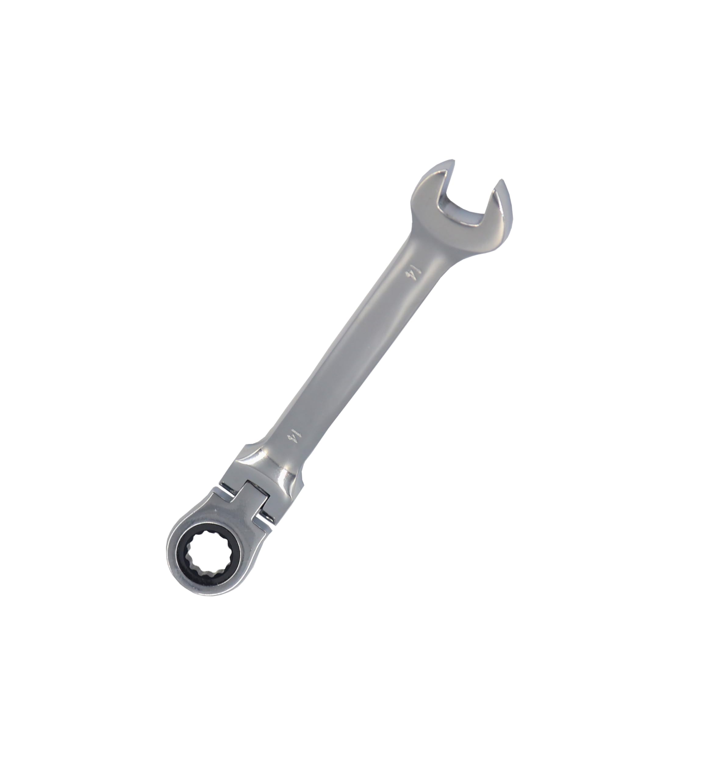 1 Pack 14mm Flex-Head Ratcheting Combination Wrench 72-Teeth, Cr-V Constructed, Chrome Plating