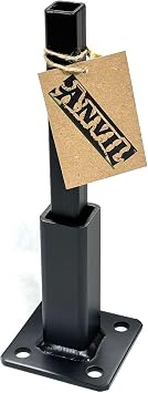 ANVIL 1 1/4" Rail Baluster Post Mount repair base- No welding needed Repairs for 1.25" square Broken rail posts, rusted Iron outdoor railing posts 4" Handrail bracket insert, Black Paint- anchor bolts