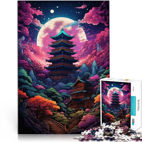 Puzzle 1000 piezas de templos de Japón para adultos con póster de guía