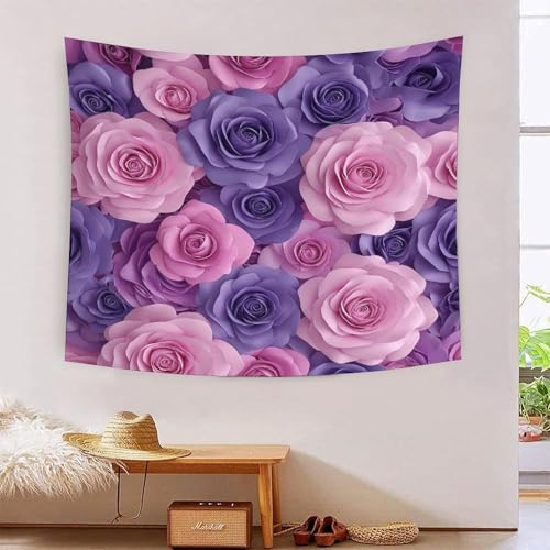Tapisserie murale rose 3D NMOTARVIN 180x230cm grand tissu pour salon