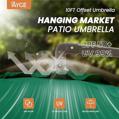 Image of THESHELTERS 10ft Side Pole Round Outdoor Garden Umbrella with Movable 60Kg Heavy Water Base Stand for Patio, Terrace, Cafe and Poolside | Waterproof Big Size Outdoor Umbrella