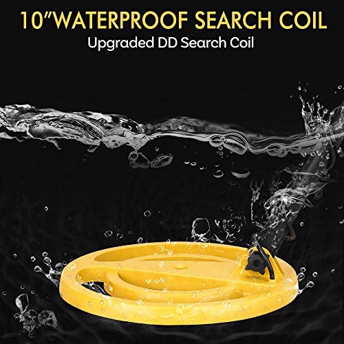 RM RICOMAX Metal Detector for Adults & Kids - High-Accuracy Waterproof Metal Detector w/LCD Display Control Box [P/P Function & DISC Mode & Distinctive Audio Prompt] 10 Inch Search Coil, Yellow - Thumbnail 3