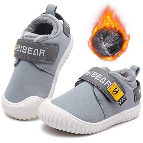 GUBARUN Toddler Boys Girls Winter Sneakers Warm Anti Slip Kids Lightweight Athletic Sport Shoes(Light Grey-Toddler 9.5)