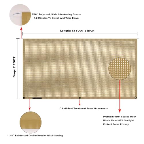 Image of RV Awning Mesh Sun Shade Screen for Motorhome Camper Trailer Sunshade