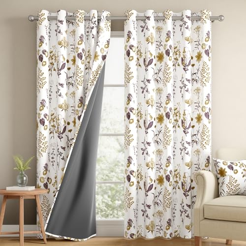 Image of Wakefit Printed Blackout Long Door Curtains 9 Feet | Set of 2 | Upto 99% Room Darkening | Double Layered Fabric | Thermal Insulated & Noise Reducing Curtains for Living Room| Earth Beige