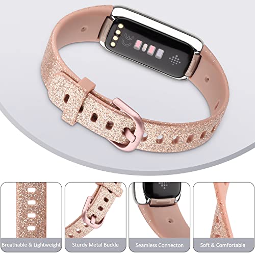 Image of 4 PACK Sport Bands Compatible with Fitbit Luxe Bands for Women Men, Soft Silicone Replacement Sport Straps Wristbands for Fitbit Luxe Fitness and Wellness Tracker